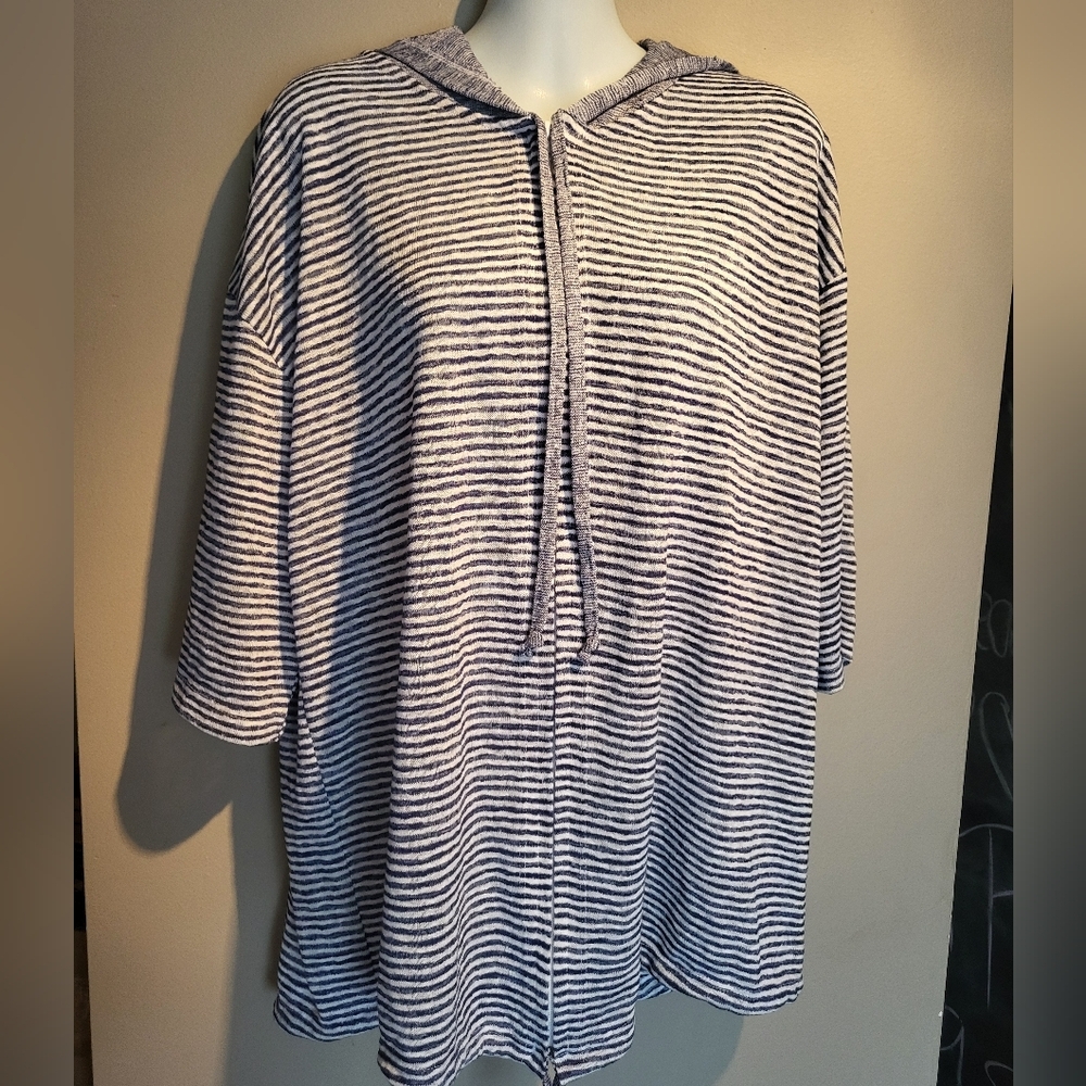 Zip Hooded Striped Sweater